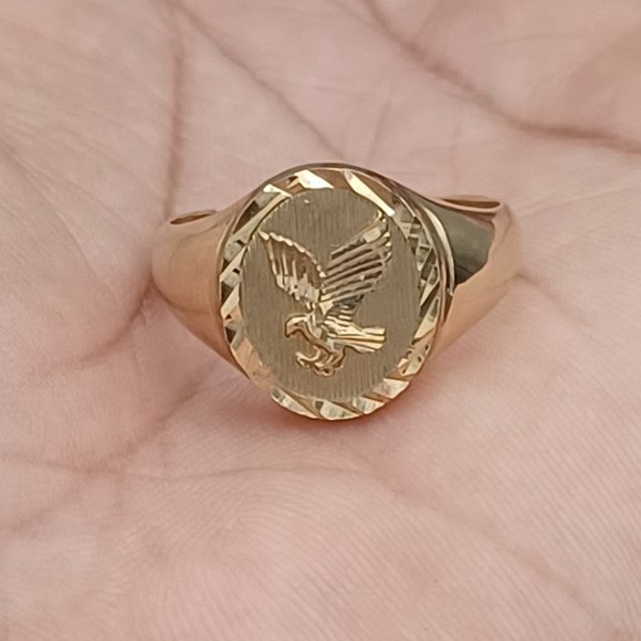 10kt solid gold eagle ring for men size 10